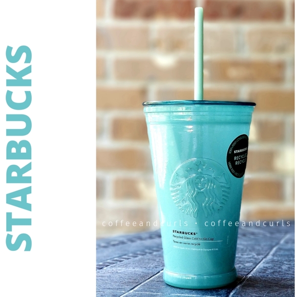 Starbucks Green Frosted Recycled Glass Tumbler 16oz NWT - Picture 1 of 9